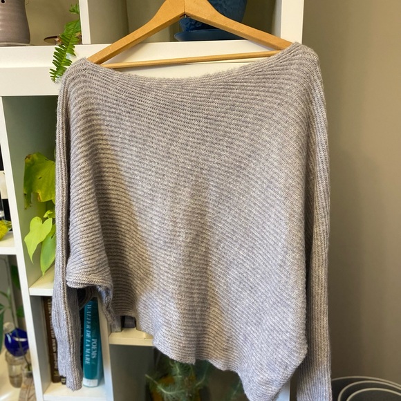 Free People Sweaters - Free People Knit Asymmetrical Grey Sweater Size Medium